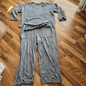 Barefoot Dreams CozyChic Ultra Lite Lounge Set Womens 2X Gray Knit Sweater Pants